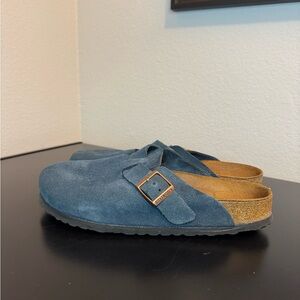 Birkenstock Boston Soft Footbed Suede Leather Elemental Blue
